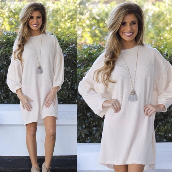 Cherish Dresses & Skirts - Ivory Ribbed Dress Sz L NWOT (*Dress ONLY Listing)